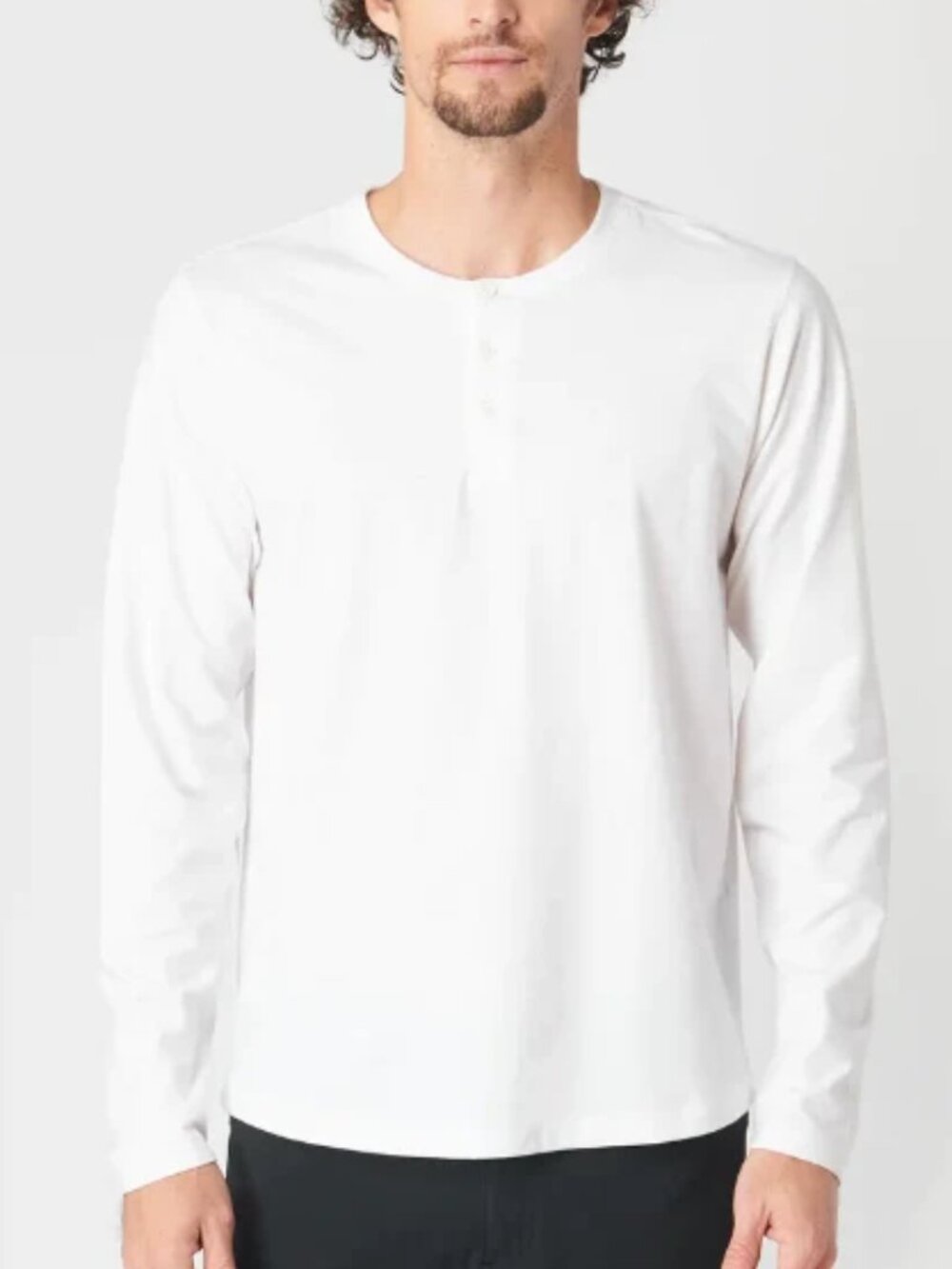 Western Rise White Ultra Soft Cotton Longsleeve Henley/1572